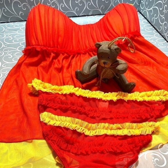 Victoria’s Secret Orange Baby Doll and Panty Size Medium - Picture 2 of 7